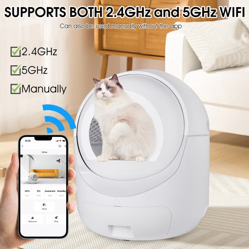 Smart Automatic Litter Box App Controls 4G WiFi, Double Deodorization