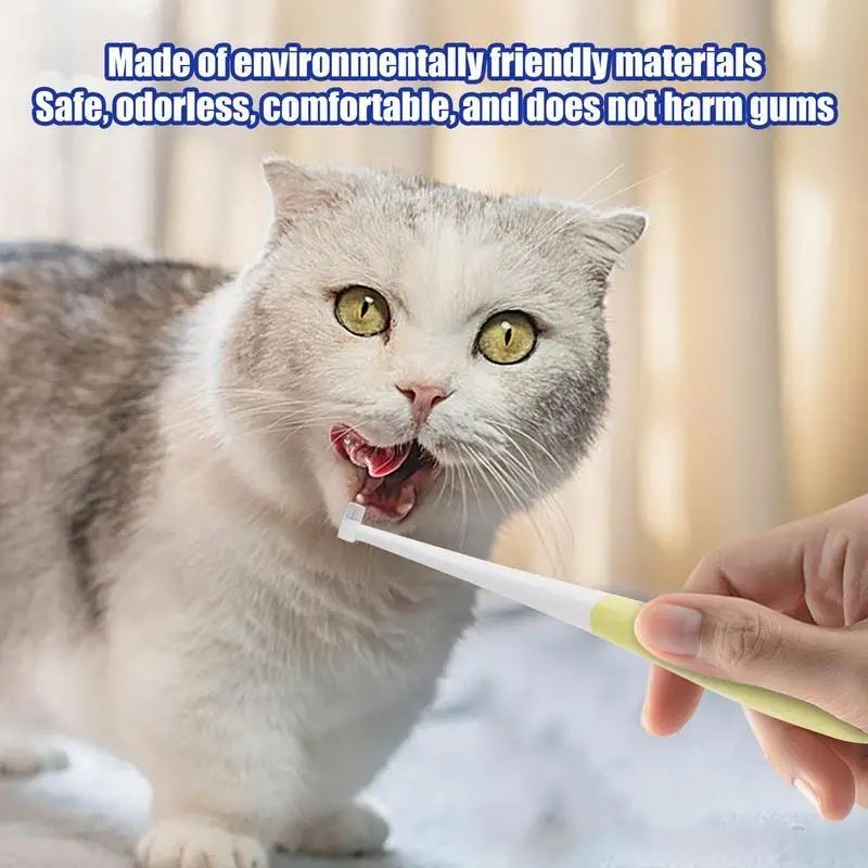 Pet Toothbrush Kitten Tooth Brushes Small Cats Safe Dog Oral Care Odorless Cat Tooth Care Brush With Anti-Slip Handle Pet Teeth