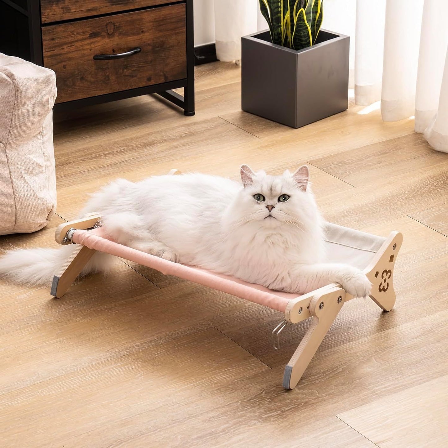Cat Window Perch & Hammock - Adjustable 2-in-1 Sunbathing Seat For Indoor Cats, Sturdy Design Holds 40 Lbs With Washable Cover Pink, Space-Saving