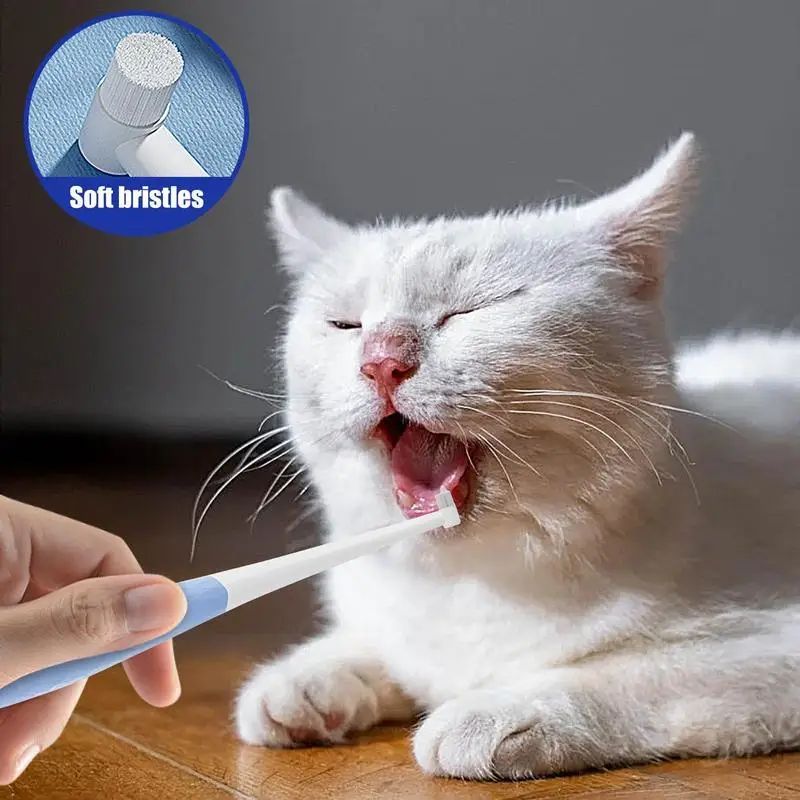 Pet Toothbrush Kitten Tooth Brushes Small Cats Safe Dog Oral Care Odorless Cat Tooth Care Brush With Anti-Slip Handle Pet Teeth